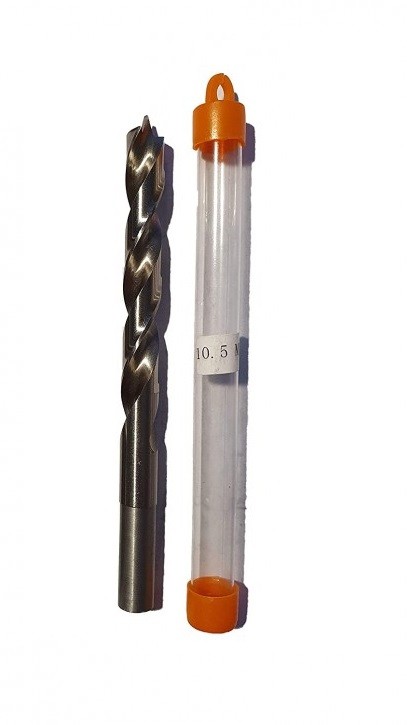 HSS-G Präzisions-Holzbohrer Spiralbohrer D= 10,5 mm mit Zentrierspitze, Schaft 10,0mm