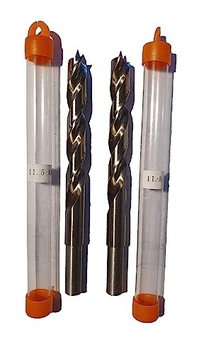 2 St. HSS-G Präzisions-Holzbohrer Spiralbohrer D= 11,5 mm mit Zentrierspitze, Schaft 10,0mm