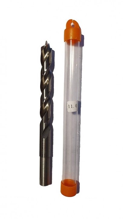 HSS-G Präzisions-Holzbohrer Spiralbohrer D= 11,0 mm mit Zentrierspitze, Schaft 10,0mm