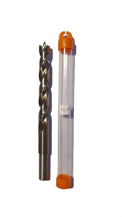 HSS-G Präzisions-Holzbohrer Spiralbohrer D= 12,0 mm mit Zentrierspitze, Schaft 10,0mm