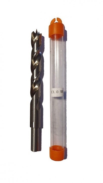 HSS-G Präzisions-Holzbohrer Spiralbohrer D= 13,0 mm mit Zentrierspitze, Schaft 10,0mm