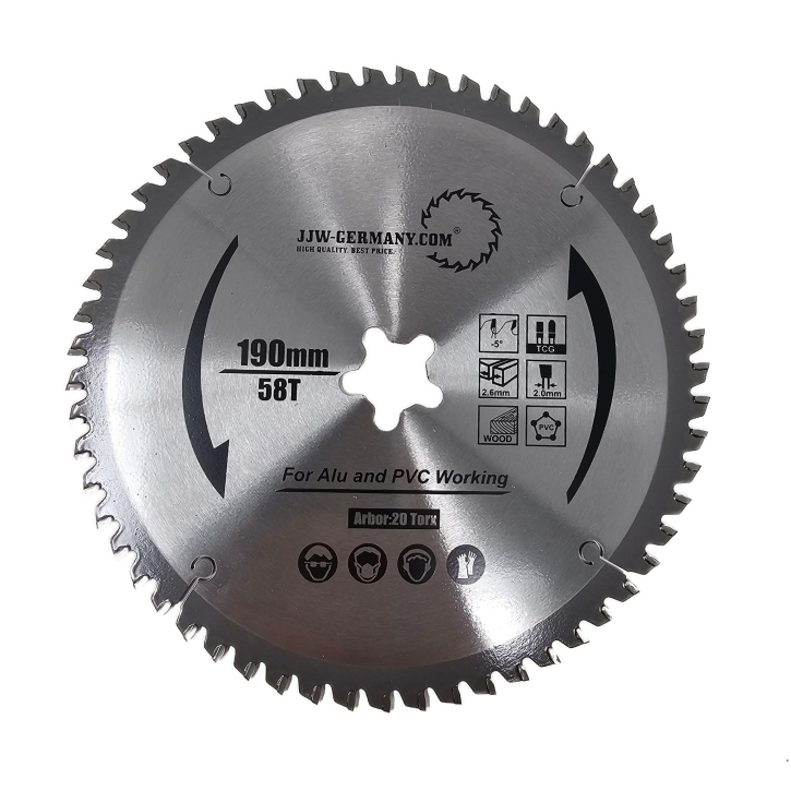 HM – Kreissägeblatt Hanna 190 x 2,6 x 20 TORX Z= 58 TF für Festo Festool Precisio CS 50