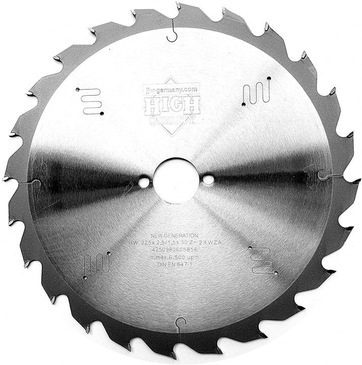 HM - Sägeblatt 225 x 2,5 x 30 mit 24 HM Zähnen WZ, Industriequalität nach DIN EN 847-1