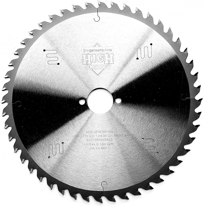 HM - Sägeblatt 225 x 2,5 x 30 Z= 48 WZ f. Mafell oder Festool, Industriequalität nach DIN 847-1