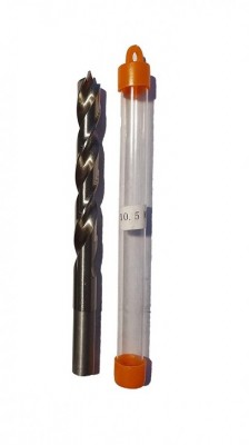 2 St. HSS-G Präzisions Holzbohrer Spiralbohrer (D= 10,5 mm) mit Zentrierspitze, Schaft 10 mm
