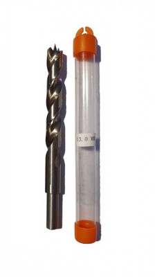 2 St. HSS-G Präzisions Holzbohrer Spiralbohrer (D= 13,0 mm) mit Zentrierspitze, Schaft 10 mm